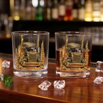 Personalised Lorry Pattern 10 oz Whiskey Glass with Name Daily Drinking Birthday Gift for Lorry Driver Husband