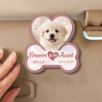 Personalizado Corazón Hueso de Perro Foto de madera Visera Clip con nombre y fecha Coche Accesorio Pérdida de Mascota Memorial Regalo para el dueño de la mascota Amante