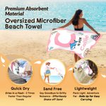 Asciugamano da spiaggia morbido e personalizzato a tema oceano con nome e iniziali Regalo per bambini e bambine per la festa in spiaggia