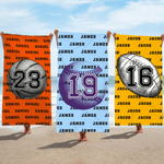 Serviette de plage surdimensionnée à séchage rapide avec nom Accessoires de vacances d'été Cadeau d'anniversaire pour les amoureux des sports de balle Amis