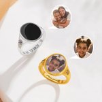 Votre chaleur révèle vos plus beaux souvenirs - Bague en argent sterling personnalisée avec photo deux pierres de naissance et texte