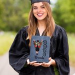 Personalized Birth Flower Butterfly Cartoon Graduate A5 A6 Leather Lined Notebook with Name and Year Graduation Keepsake Gift for Women