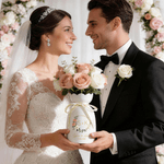 Personalized Watercolour Eucalyptus Heart Ring Ceramic Vase with Name Text Date Birthday Anniversary Wedding Gift for Couple Newlyweds