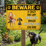 Personalized Paw Print Cartoon Character Dog Garden Tinplate Sign with Name Garden Decor Birthday Anniversary Gift for Pet Owner Lover