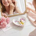 Personalised Warm Parent-Child Clipart Ceramic Jewellery Tray with Name and Text Mother's Day Birthday Gift for Mom Grandma