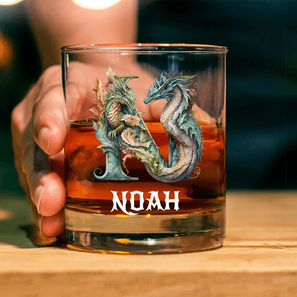 Personalized Dragon Pattern Initial Whiskey with Name Party Birthday Gift for Man Bartender Whiskey Enthusiast