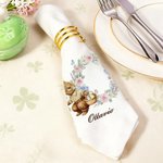 Tovagliolo pasquale personalizzato con nome e iniziale, coniglio vintage, 100% cotone, decorazione tavola - Regalo di Pasqua per famiglia