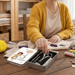 Personalised Cartoon Sewing Girl Birth Flower 6 Pcs Sewing Tool Kit with Name Birthday Gift for Mom Grandma Sewing Lover