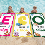 Asciugamano da spiaggia morbido e personalizzato a tema oceano con nome e iniziali Regalo per bambini e bambine per la festa in spiaggia