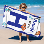 Asciugamano da spiaggia morbido e personalizzato a tema oceano con nome e iniziali Regalo per bambini e bambine per la festa in spiaggia
