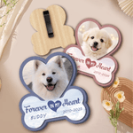 Personalizado Corazón Hueso de Perro Foto de madera Visera Clip con nombre y fecha Coche Accesorio Pérdida de Mascota Memorial Regalo para el dueño de la mascota Amante