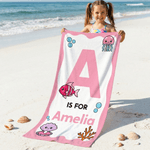 Asciugamano da spiaggia morbido e personalizzato a tema oceano con nome e iniziali Regalo per bambini e bambine per la festa in spiaggia