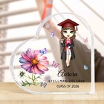 Personalizada Nacimiento Flor Cartoon Personaje Corazón en forma de placa de acrílico con nombre Escritorio Decoración Graduación Cumpleaños Regalo para graduados