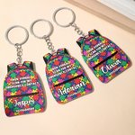 Personalized Colourful School Bag Autism Emergency Contact Tag with Name and Number Daily Use Back to School Gift for Autism Kids