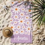 Personalised Daisy Multicolor Quick Dry Microfiber Beach Towel with Name Travel Birthday Gift for Family Friends
