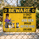 Personalized Paw Print Cartoon Character Dog Garden Tinplate Sign with Name Garden Decor Birthday Anniversary Gift for Pet Owner Lover