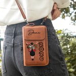 Personalisierte Geburt Blume Schmetterling Graduierung Tragbare PU Leder Crossbody Geldbörse Tasche mit Riemen Reisezubehör Geburtstagsgeschenk für Absolventen