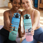 Personalised Cartoon Pilates Character Leakproof 32 oz Water Bottle with Name and Time Marker Sport Accessories Birthday Gift for Woman Pilates Lovers