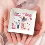 Personalised Warm Parent-Child Clipart Ceramic Jewellery Tray with Name and Text Mother's Day Birthday Gift for Mom Grandma