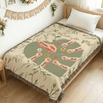 Personalized Hand Birth Flower Soft Tassel Throw Blanket with Name Home Decor Mother's Day Birthday Gift for Mom Grandma