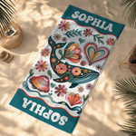 Gepersonaliseerd Oceaanwezens Patroon Oversized Snel Droog Strandlaken met Naam Strand Accessoires Verjaardagscadeau voor Vrienden Familie