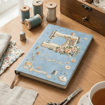 Personalized Vintage Sewing Machine Pattern Name A5 A6 PU Leather Notebook Daily Use Birthday Gift for Sewers Women