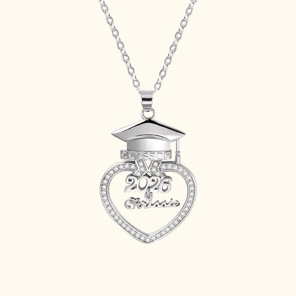 Personalizada Graduación Cap Corazón Zircon Collar Pulsera con Nombre Regalo de Graduación para Ella