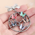 Personalised Tree of Life Brooch Pin with 1-12 Birth Butterflies Birthday Mother's day Gift for Mom Grandma