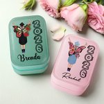 Personalisierte Geburt Blume Schmetterling Graduate Leder Schmuckkästchen mit LED Drei-Farben-Spiegel einstellbar Gratulation Graduation Geschenk für Frauen