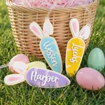 Personalizzato multicolore coniglietto orecchie carota cestino acrilico nome tag primavera festa favore regalo di Pasqua per ragazzi ragazze