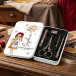 Personalised Cartoon Sewing Girl Birth Flower 6 Pcs Sewing Tool Kit with Name Birthday Gift for Mom Grandma Sewing Lover