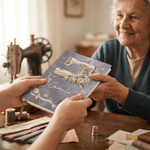 Personalized Vintage Sewing Machine Pattern Name A5 A6 PU Leather Notebook Daily Use Birthday Gift for Sewers Women