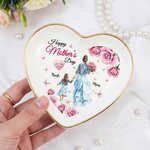 Personalised Warm Parent-Child Clipart Ceramic Jewellery Tray with Name and Text Mother's Day Birthday Gift for Mom Grandma