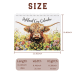 Personalized 1-4 Photos 2026 Floral Highland Cow Calendar with Text Anniversary Birthday Gift for Highland Cow Lovers