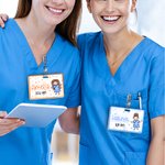 Personalized Cartoon Nurse Simple Line Drawing Acrylic ID Badge Buddy with Name Nurse Week Birthday Gift for Nurse Doctor Medical Staff