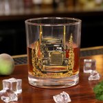 Personalised Lorry Pattern 10 oz Whiskey Glass with Name Daily Drinking Birthday Gift for Lorry Driver Husband