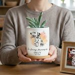 Personalised Watercolour Pet Photo Heart Succulent Planter Pot with Name and Bamboo Tray Home Decor Memorial Gift for Cat Dog Pet Owner