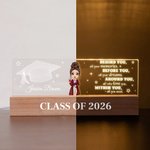 Veilleuse LED en acrylique personnalisée avec base en bois et nom Cadeau de fin d'études pour les diplômés de la promotion 2026