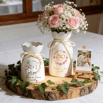 Personalized Watercolour Eucalyptus Heart Ring Ceramic Vase with Name Text Date Birthday Anniversary Wedding Gift for Couple Newlyweds