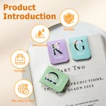 Personalizado floral inicial magnético de cuero de la PU Marcapáginas clip con el nombre de regalo de cumpleaños para los amantes de los libros