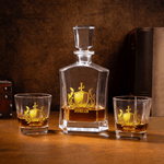 Personalised Golden Shield Initial Name Whiskey Decanter Birthday Father's Day Gift for Whiskey Lovers