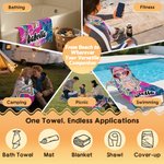 Toalla de playa de gran tamaño de secado rápido con el nombre de un personaje de vacaciones de dibujos animados cocotero Fiesta en la playa Cumpleaños Regalo para la familia Amigos