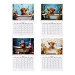 Personalized 1-4 Photos 2026 Floral Highland Cow Calendar with Text Anniversary Birthday Gift for Highland Cow Lovers