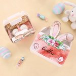 Gepersonaliseerde schattige bloem konijnen oren geschenkdoos met handvat en naam Paasfeest geschenk voor kinderen