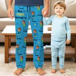 Pantalones de pijama personalizados con fotos de 1 a 12 caras dibujo lineal de niño con nombre y bolsillos regalo de cumpleaños y diario para familia