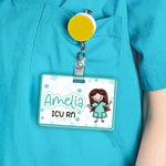 Personalized Cartoon Nurse Simple Line Drawing Acrylic ID Badge Buddy with Name Nurse Week Birthday Gift for Nurse Doctor Medical Staff