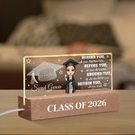 Veilleuse LED en acrylique personnalisée avec base en bois et nom Cadeau de fin d'études pour les diplômés de la promotion 2026