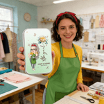 Personalised Cartoon Sewing Girl Birth Flower 6 Pcs Sewing Tool Kit with Name Birthday Gift for Mom Grandma Sewing Lover