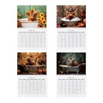 Personalized 1-4 Photos 2026 Floral Highland Cow Calendar with Text Anniversary Birthday Gift for Highland Cow Lovers