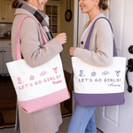 Henkilökohtainen Let's Go Girls Suuri kapasiteetti Kangaskassi nimi Päivittäinen käyttö Tytöt Matka Bachelorette Party lahja tyttö Morsiusneito